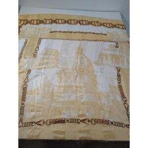 Rome Vatican City Scarf Yellow Sheer Satin Edge Made In Italy. Catholic Souvenir